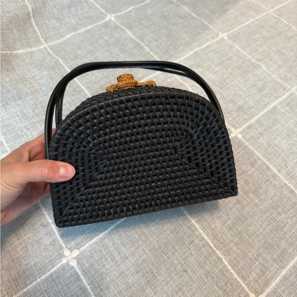 Anthropologie Black Basket Bag - Picture 3 of 5